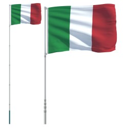 Drapeau de l'Italie et mât 5,55 m Aluminium 