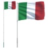 Drapeau de l'Italie et mât 5,55 m Aluminium 