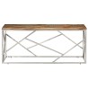 Table basse argenté inox et bois de récupération massif 