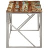 Table basse argenté inox et bois de récupération massif 