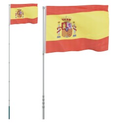 Drapeau de l'Espagne et mât 5,55 m Aluminium 
