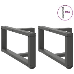 Pieds de table basse en T, 2 pièces, anthracite, 70 x 25 x (30-31) cm, acier 