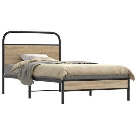 Cadre de lit sans matelas 107x203 cm chêne fumé bois ingénierie 