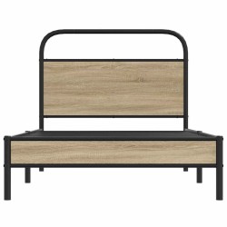 Cadre de lit sans matelas 107x203 cm chêne fumé bois ingénierie 