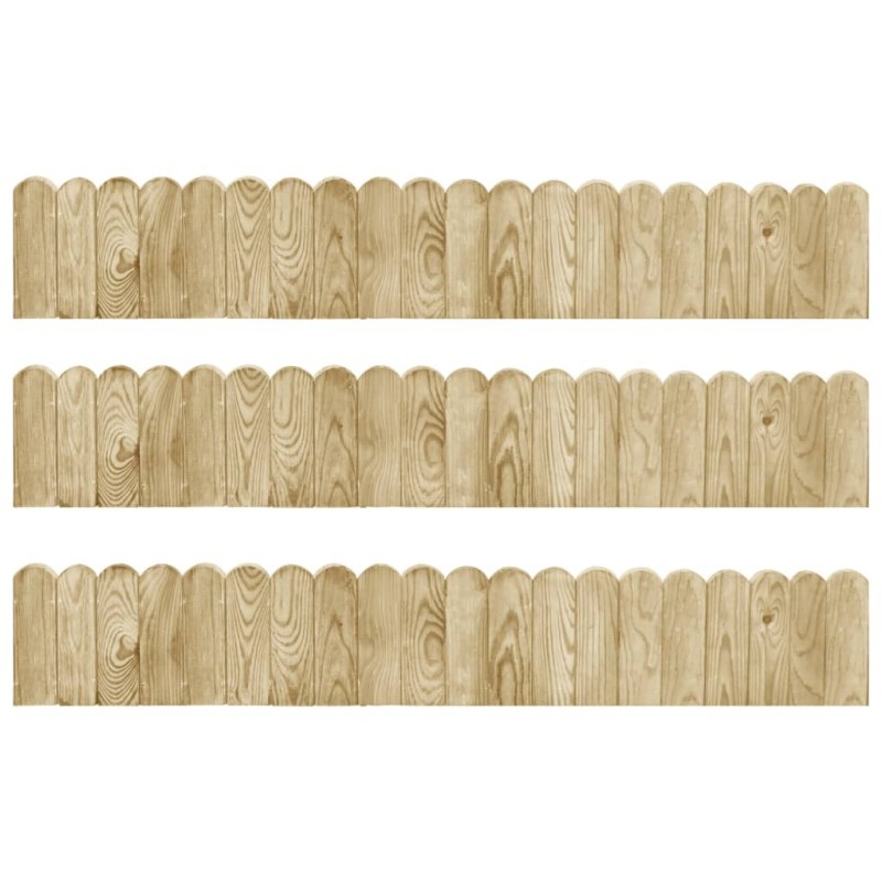 Rouleaux de bordure 3 pcs 120 cm bois de pin imprégné 
