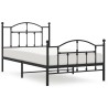 Cadre de lit métal sans matelas avec pied de lit noir 100x190cm 