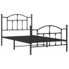 Cadre de lit métal sans matelas avec pied de lit noir 100x190cm 