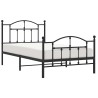 Cadre de lit métal sans matelas avec pied de lit noir 100x190cm 