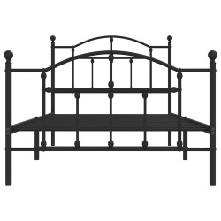 Cadre de lit métal sans matelas avec pied de lit noir 100x190cm 