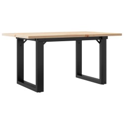 Table basse cadre en O 80x50x40 cm bois de pin massif et acier 