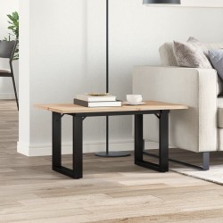 Table basse cadre en O 80x50x40 cm bois de pin massif et acier 