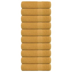 Serviettes de douche 10 pcs doré 70x140 cm 360 g/m² 100% coton 