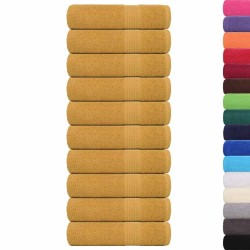 Serviettes de douche 10 pcs doré 70x140 cm 360 g/m² 100% coton 