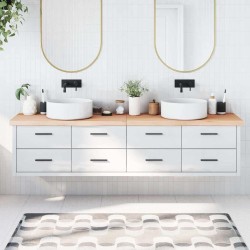 Comptoir de salle de bain 220x30x(2-6)cm bois massif non traité 