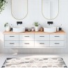 Comptoir de salle de bain 220x30x(2-6)cm bois massif non traité 