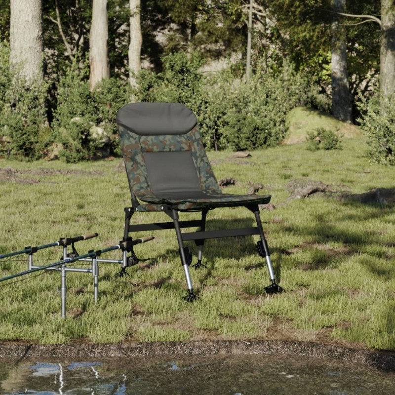 Chaise de pêche avec pieds à boue réglables pliable camouflage 