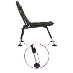 Chaise de pêche avec pieds à boue réglables pliable camouflage 