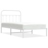 Cadre de lit métal sans matelas et tête de lit blanc 100x190 cm 