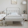 Cadre de lit métal sans matelas et tête de lit blanc 100x190 cm 