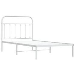 Cadre de lit métal sans matelas et tête de lit blanc 100x190 cm 