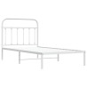 Cadre de lit métal sans matelas et tête de lit blanc 100x190 cm 