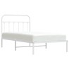 Cadre de lit métal sans matelas et tête de lit blanc 100x190 cm 