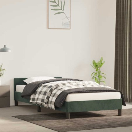 Cadre de lit sans matelas vert foncé 90x190 cm velours 