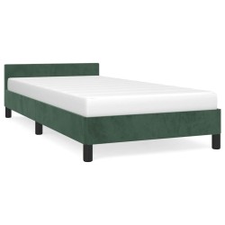 Cadre de lit sans matelas vert foncé 90x190 cm velours 