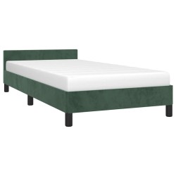 Cadre de lit sans matelas vert foncé 90x190 cm velours 