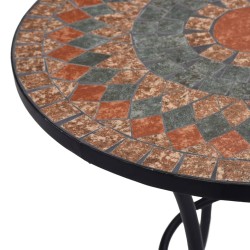 Table de bistro mosaïque Orange/gris 60 cm Céramique 
