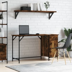 Bureau d'ordinateur chêne fumé 131x48x75 cm bois d’ingénierie 