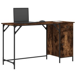 Bureau d'ordinateur chêne fumé 131x48x75 cm bois d’ingénierie 