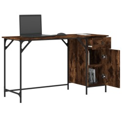 Bureau d'ordinateur chêne fumé 131x48x75 cm bois d’ingénierie 