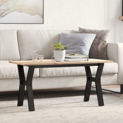 Table basse cadre en Y 100x50x45 cm bois de pin massif et acier 