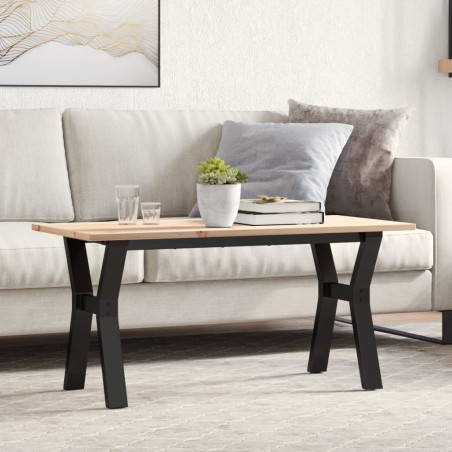 Table basse cadre en Y 100x50x45 cm bois de pin massif et acier 