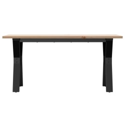 Table basse cadre en Y 100x50x45 cm bois de pin massif et acier 