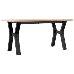Table basse cadre en Y 100x50x45 cm bois de pin massif et acier 