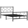 Cadre de lit métal sans matelas avec pied de lit noir 107x203cm 