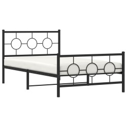 Cadre de lit métal sans matelas avec pied de lit noir 107x203cm 