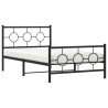 Cadre de lit métal sans matelas avec pied de lit noir 107x203cm 