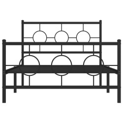 Cadre de lit métal sans matelas avec pied de lit noir 107x203cm 