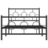 Cadre de lit métal sans matelas avec pied de lit noir 107x203cm 