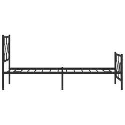 Cadre de lit métal sans matelas avec pied de lit noir 107x203cm 