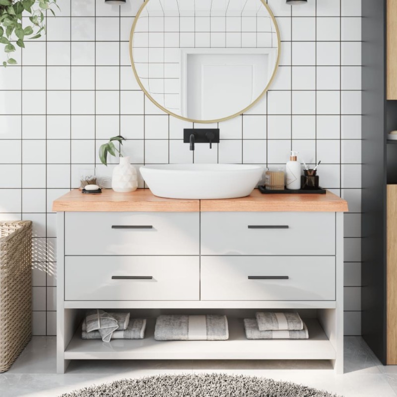 Comptoir de salle de bain marron 140x40x(2-6) cm bois traité 