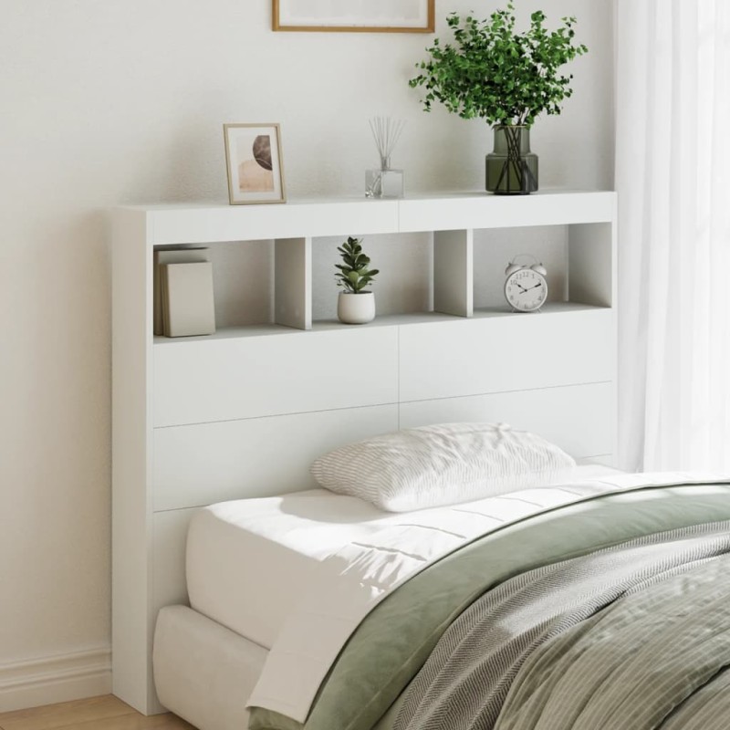 Armoire tête de lit avec LED blanc 120x17x102 cm 