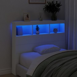 Armoire tête de lit avec LED blanc 120x17x102 cm 