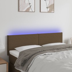 Tête de lit à LED Marron Foncé 144x5x78/88 cm Tissu 