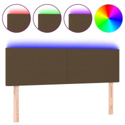 Tête de lit à LED Marron Foncé 144x5x78/88 cm Tissu 