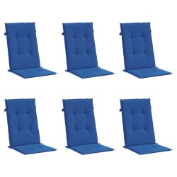 Coussins de chaise de jardin à dossier haut lot de 6 bleu royal 