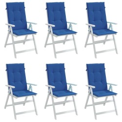 Coussins de chaise de jardin à dossier haut lot de 6 bleu royal 